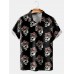 Men's Lapel Skull Print Short Sleeve Polo Shirt